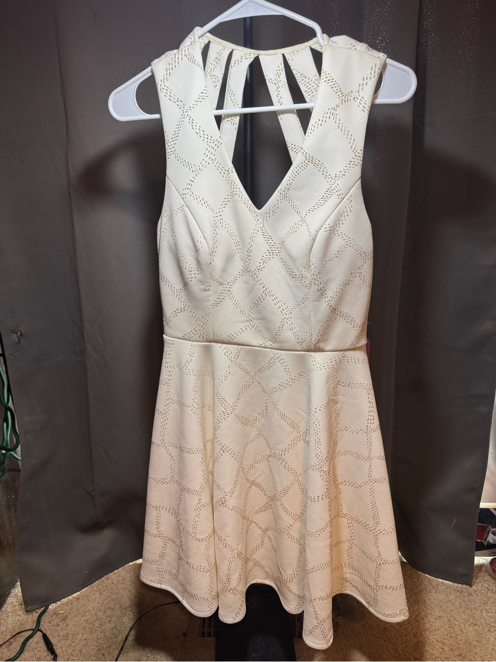 Jodi Kristopher Cream Laser-Cut Fit & Flare Mini Dress